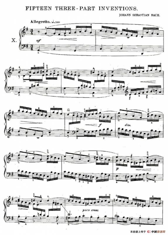 FIFTEEN THREE-PART INVETIONS之十（15首3部创意曲之十）
