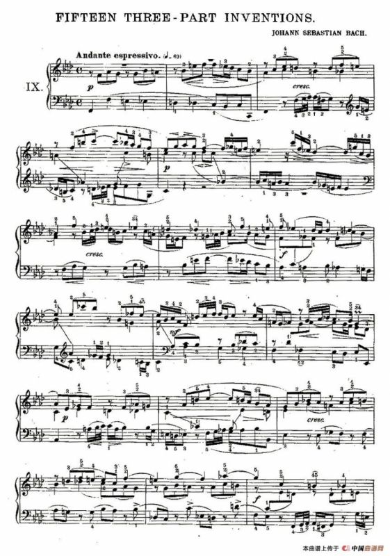 FIFTEEN THREE-PART INVETIONS之九（15首3部创意曲之九）