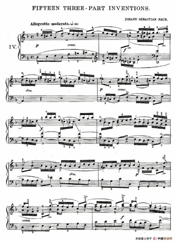 FIFTEEN THREE-PART INVETIONS之四（15首3部创意曲之四）
