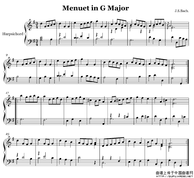 Menuet in G Major（G大调小步舞曲）