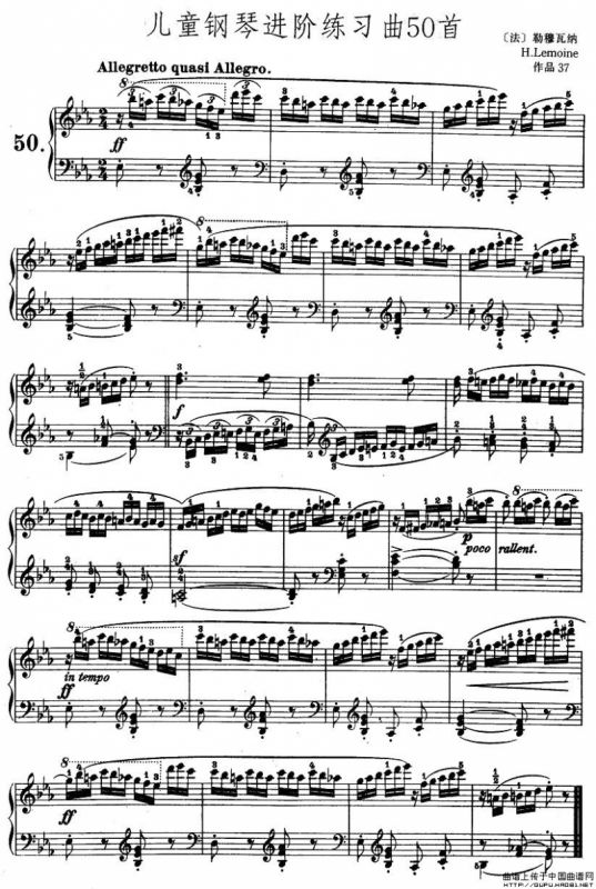 儿童钢琴进阶练习曲50首之50