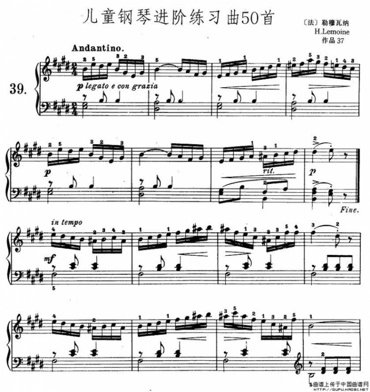 儿童钢琴进阶练习曲50首之39