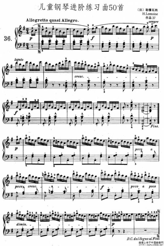 儿童钢琴进阶练习曲50首之36