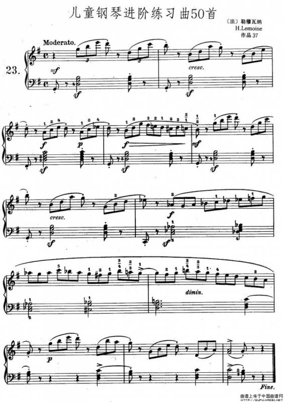 儿童钢琴进阶练习曲50首之23
