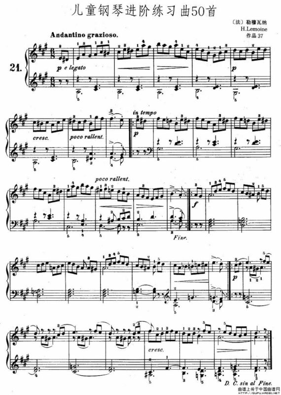 儿童钢琴进阶练习曲50首之21