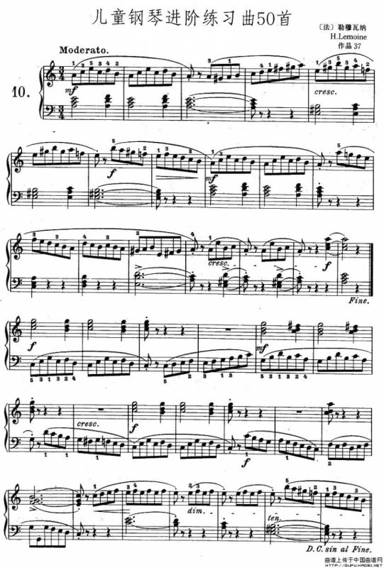 儿童钢琴进阶练习曲50首之10