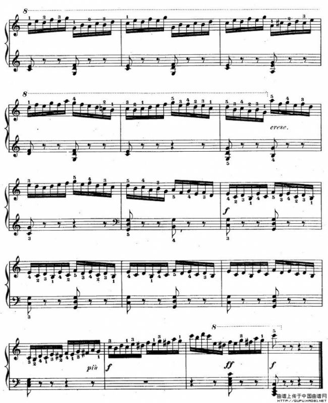 车尔尼《钢琴手指灵巧初步练习曲》之21
