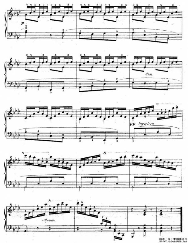 车尔尼《钢琴手指灵巧初步练习曲》之20