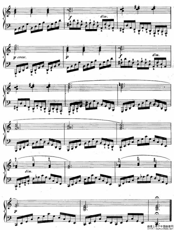 车尔尼《钢琴手指灵巧初步练习曲》之八
