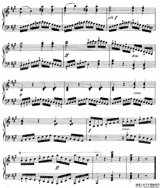 车尔尼《钢琴手指灵巧初步练习曲》之六