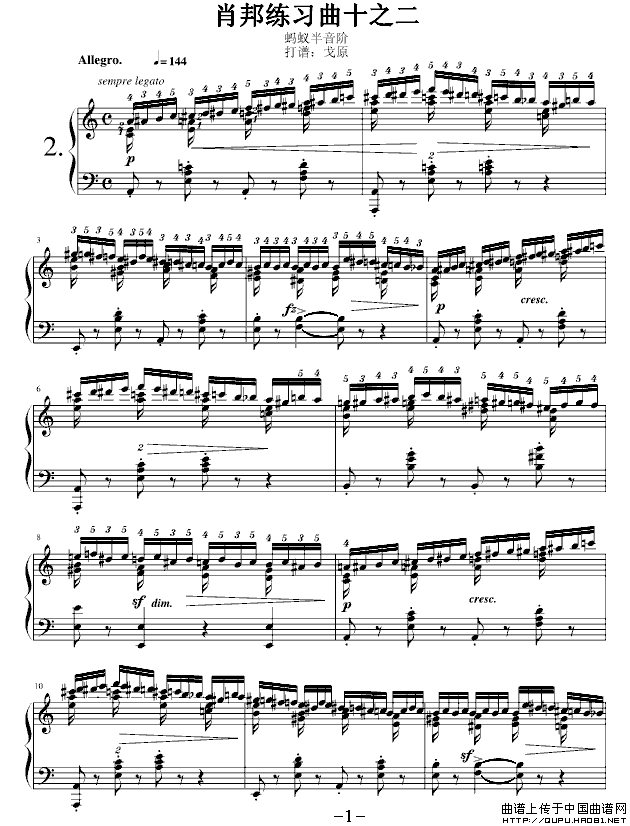 肖邦练习曲十之二