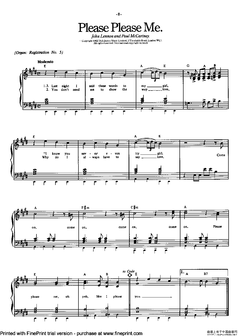 Please Please me（弹唱谱）