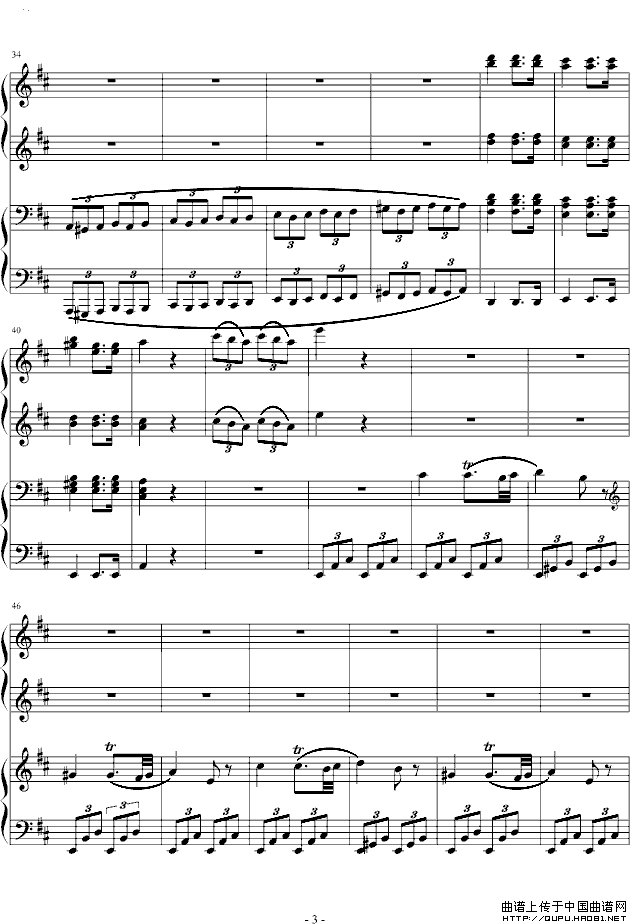 D大调四手联弹钢琴奏鸣曲第三乐章