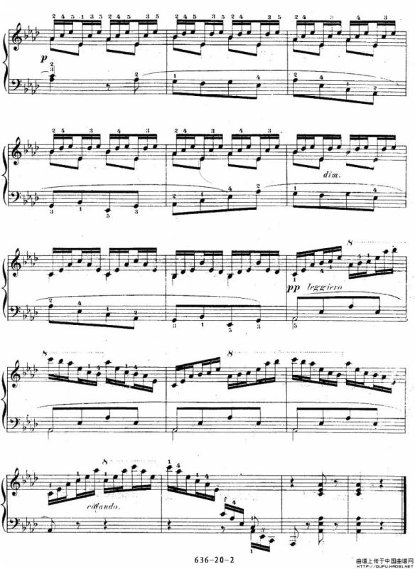《车尔尼钢琴手指灵巧初步练习曲》OP.636-20
