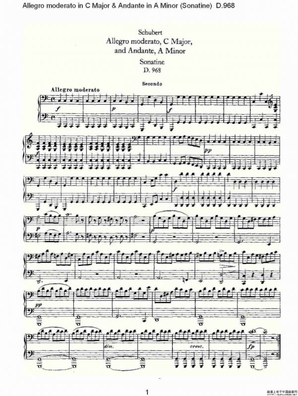 C大调快速的中板与A小调行板（小奏鸣曲)D.96）