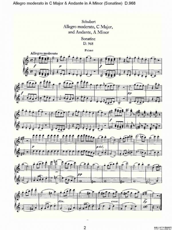 C大调快速的中板与A小调行板（小奏鸣曲)D.96）