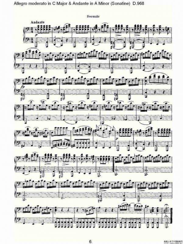 C大调快速的中板与A小调行板（小奏鸣曲)D.96）