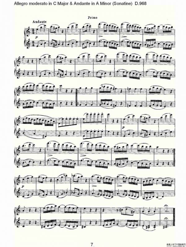 C大调快速的中板与A小调行板（小奏鸣曲)D.96）