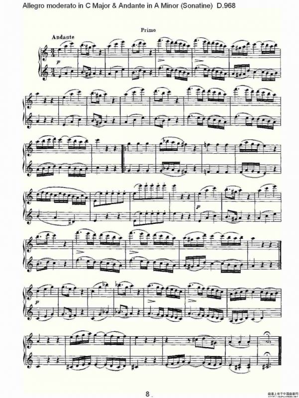 C大调快速的中板与A小调行板（小奏鸣曲)D.96）