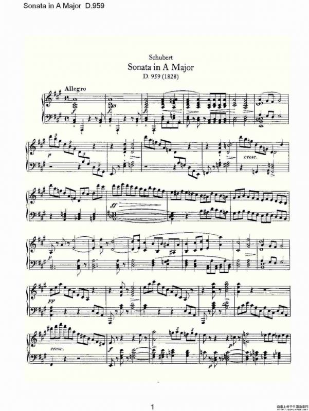 Sonata in A Major D.959（A大调奏鸣曲 D.959）