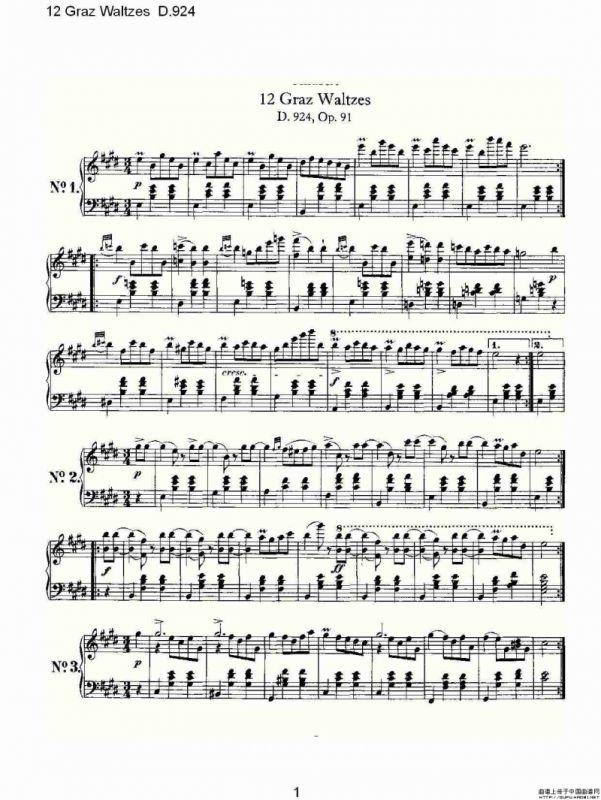 12 Graz Waltzes D.924（12格拉茨快步舞 D.924）