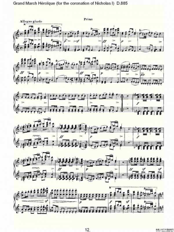 豪华进行曲（为尼古拉斯一世加冕礼而作)D.88）