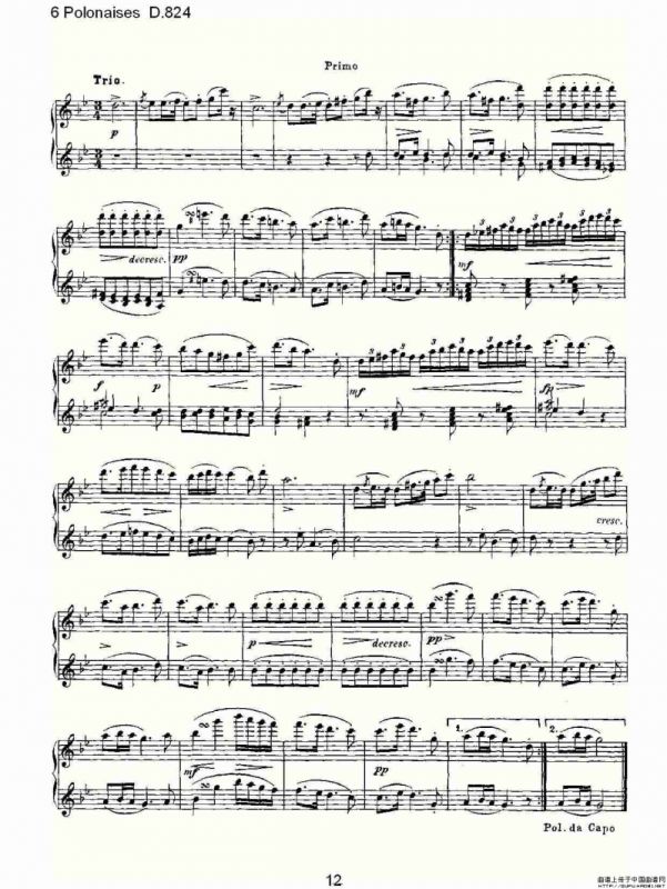 6 Polonaises D.824（6波罗乃兹舞曲 D.824）