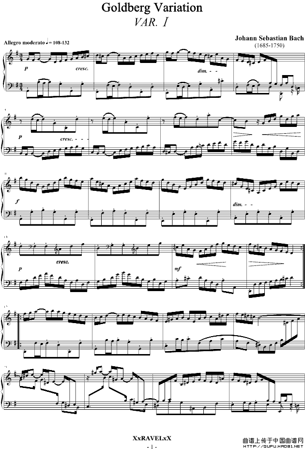 Goldberg Variation（哥德堡变奏曲-Var.1）