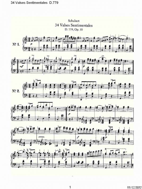 34 Valses Sentimentales D.779（34 伤感圆舞曲 D.779）