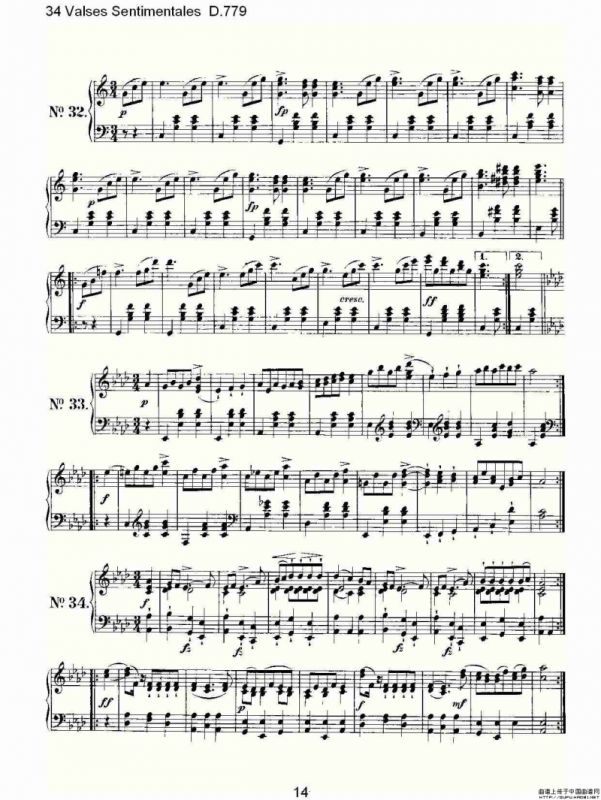 34 Valses Sentimentales D.779（34 伤感圆舞曲 D.779）