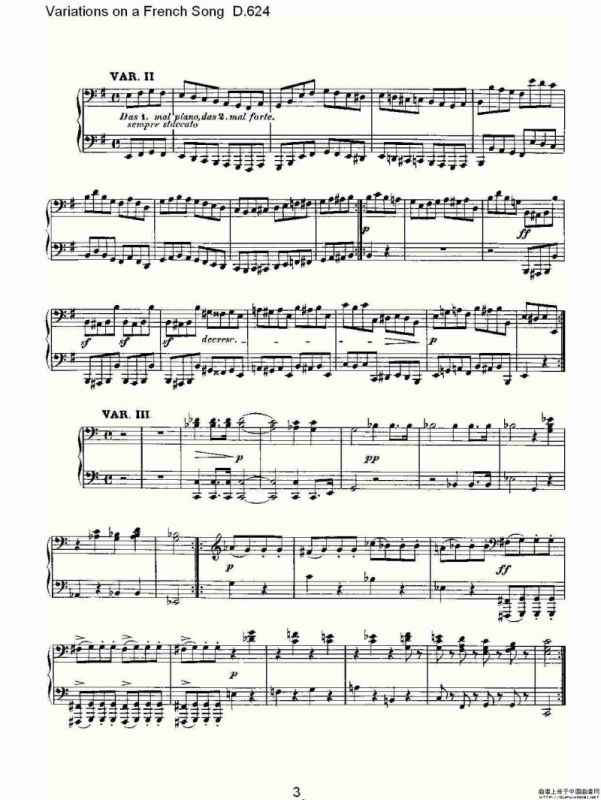 Variations on a French Song D.624（法国歌曲变鸣曲 D.624）