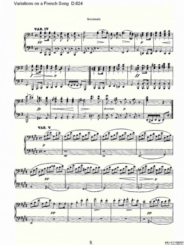 Variations on a French Song D.624（法国歌曲变鸣曲 D.624）