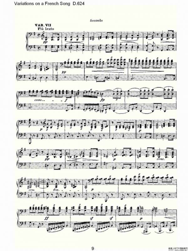 Variations on a French Song D.624（法国歌曲变鸣曲 D.624）