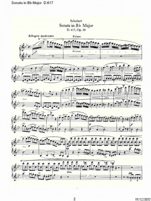 Sonata in Bb Major D.617（Bb大调奏鸣曲 D.617）