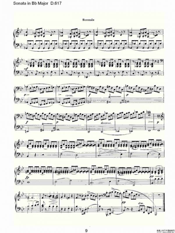 Sonata in Bb Major D.617（Bb大调奏鸣曲 D.617）