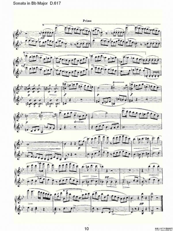 Sonata in Bb Major D.617（Bb大调奏鸣曲 D.617）