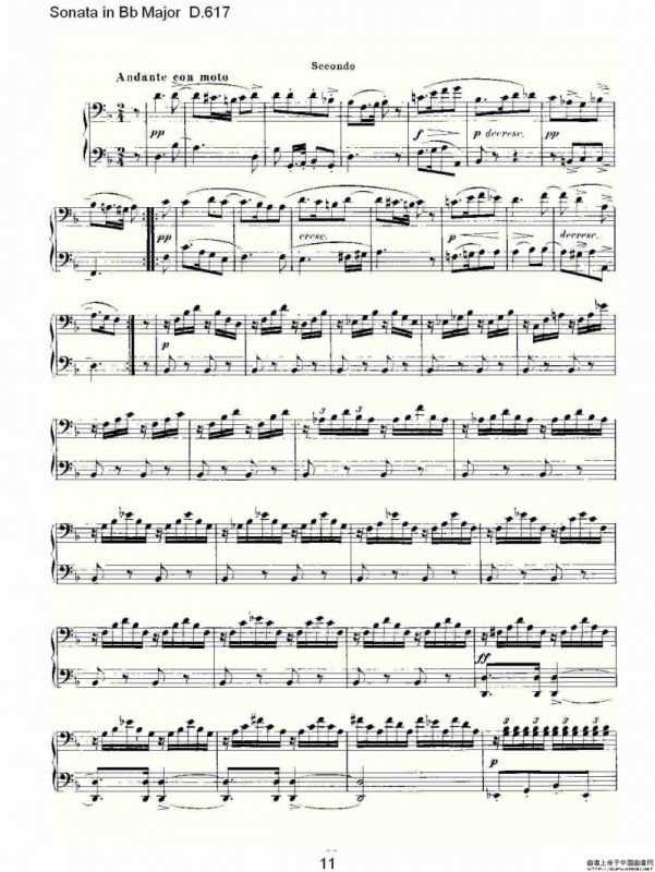 Sonata in Bb Major D.617（Bb大调奏鸣曲 D.617）
