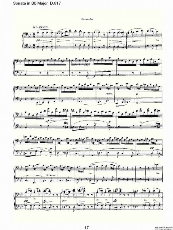 Sonata in Bb Major D.617（Bb大调奏鸣曲 D.617）