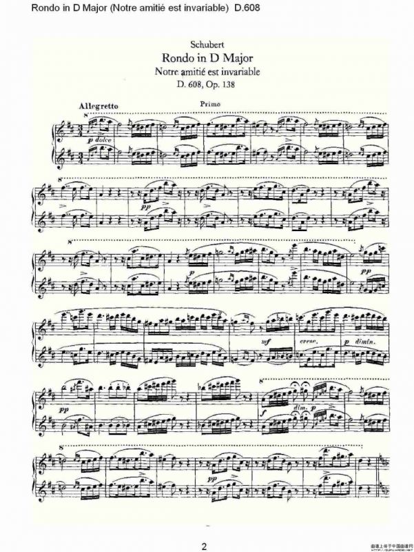 Rondo in D Major（Notre amitié est invariable) D.6）