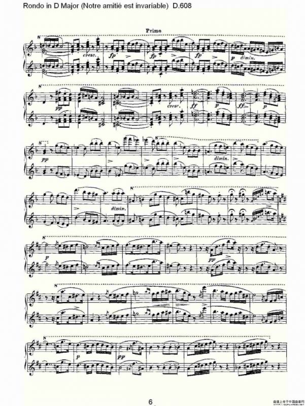 Rondo in D Major（Notre amitié est invariable) D.6）