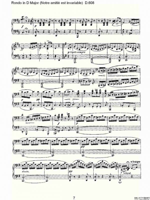 Rondo in D Major（Notre amitié est invariable) D.6）
