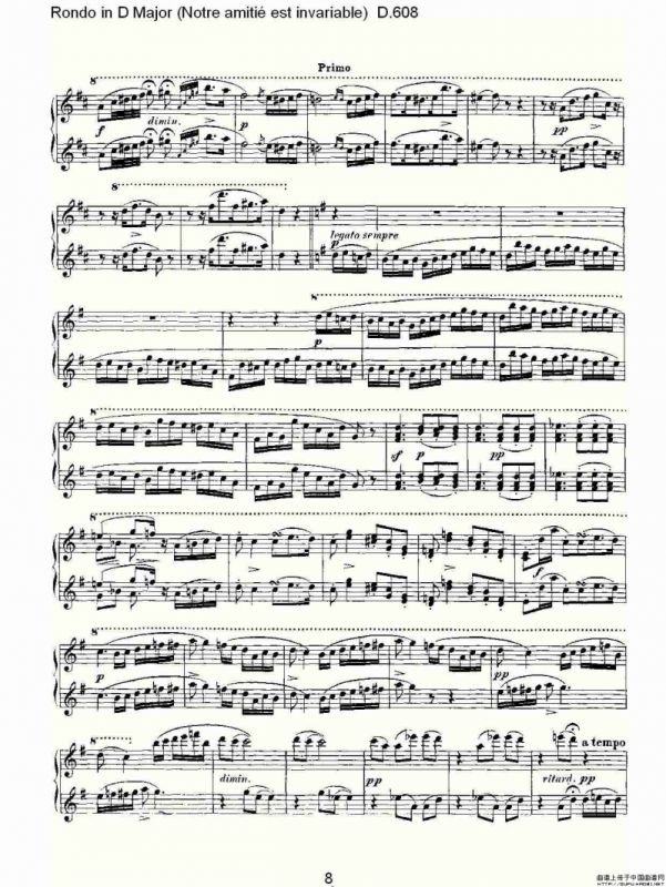 Rondo in D Major（Notre amitié est invariable) D.6）