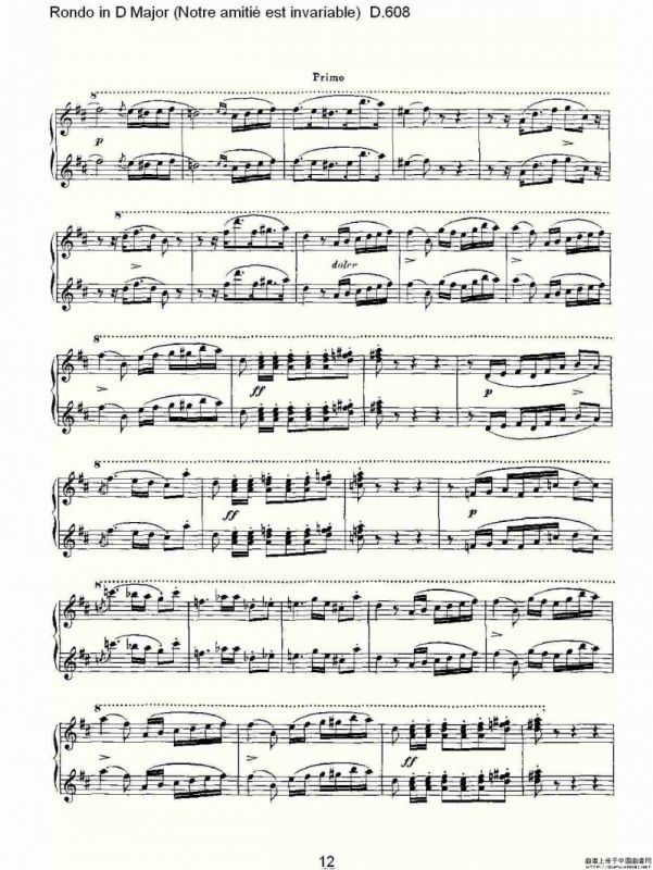 Rondo in D Major（Notre amitié est invariable) D.6）