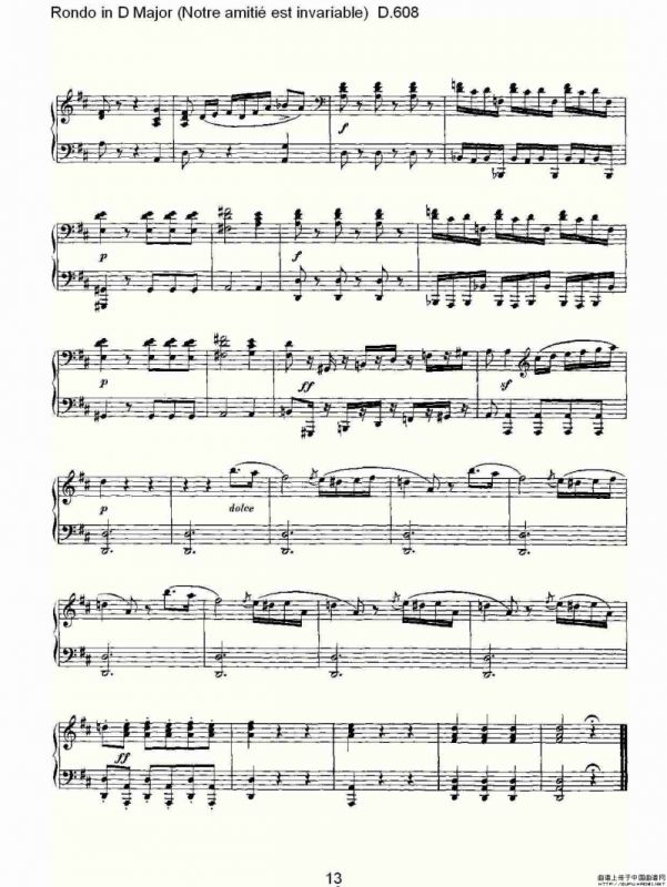 Rondo in D Major（Notre amitié est invariable) D.6）