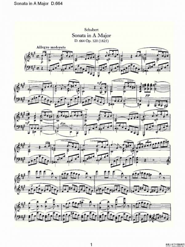 Sonata in A Major D.664（A大调奏鸣曲D.664）