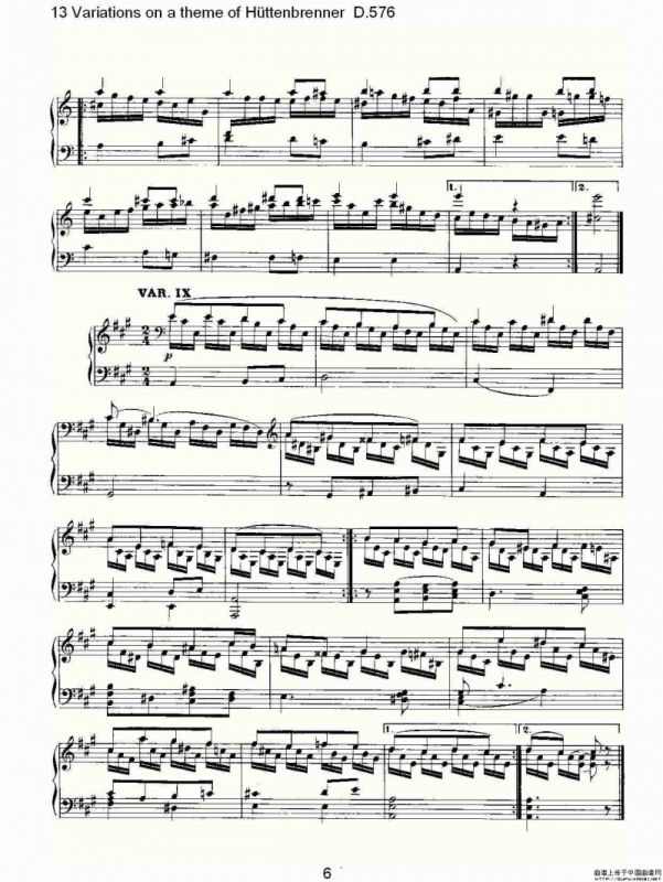 13 Variations on a theme of Hüttenbrenner D.576（主）