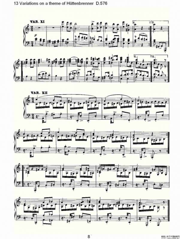 13 Variations on a theme of Hüttenbrenner D.576（主）