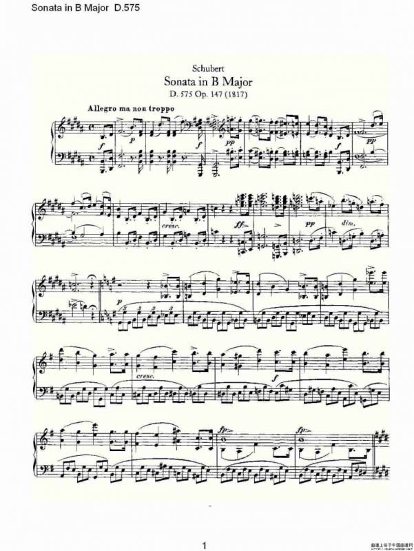 Sonata in B Major D.575（B大调奏鸣曲 D.575）