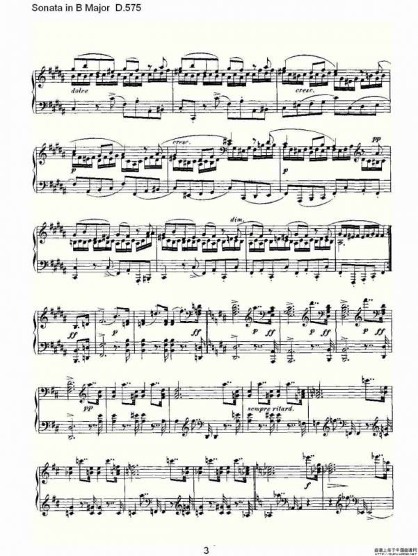 Sonata in B Major D.575（B大调奏鸣曲 D.575）