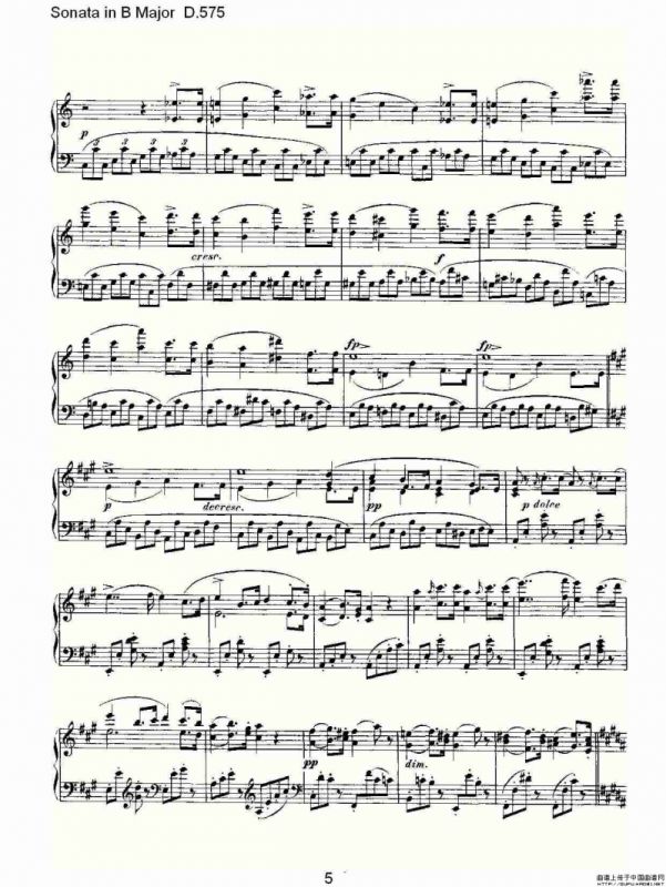 Sonata in B Major D.575（B大调奏鸣曲 D.575）